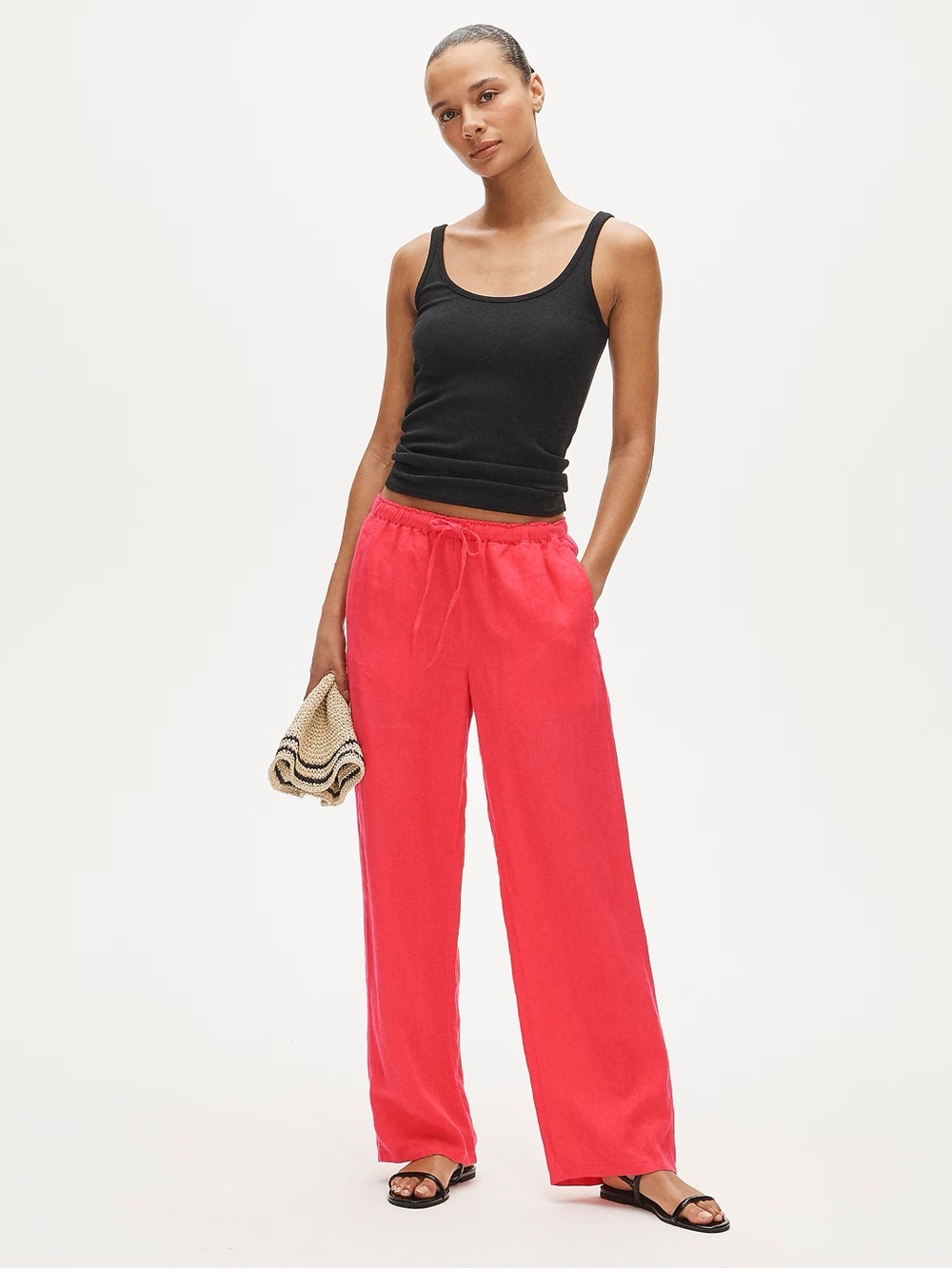Petite Soleil pant in linen in California Poppy